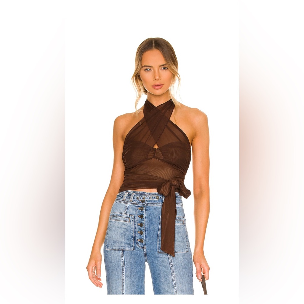 MAJORELLE Charlize Halter Top NWT Size Medium in Brown